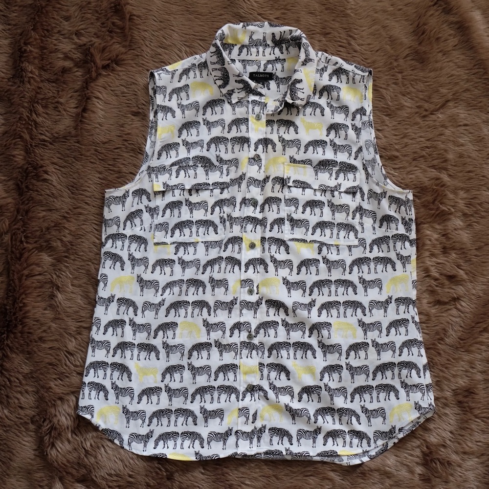 Talbots Zebra Print Button Shirt
